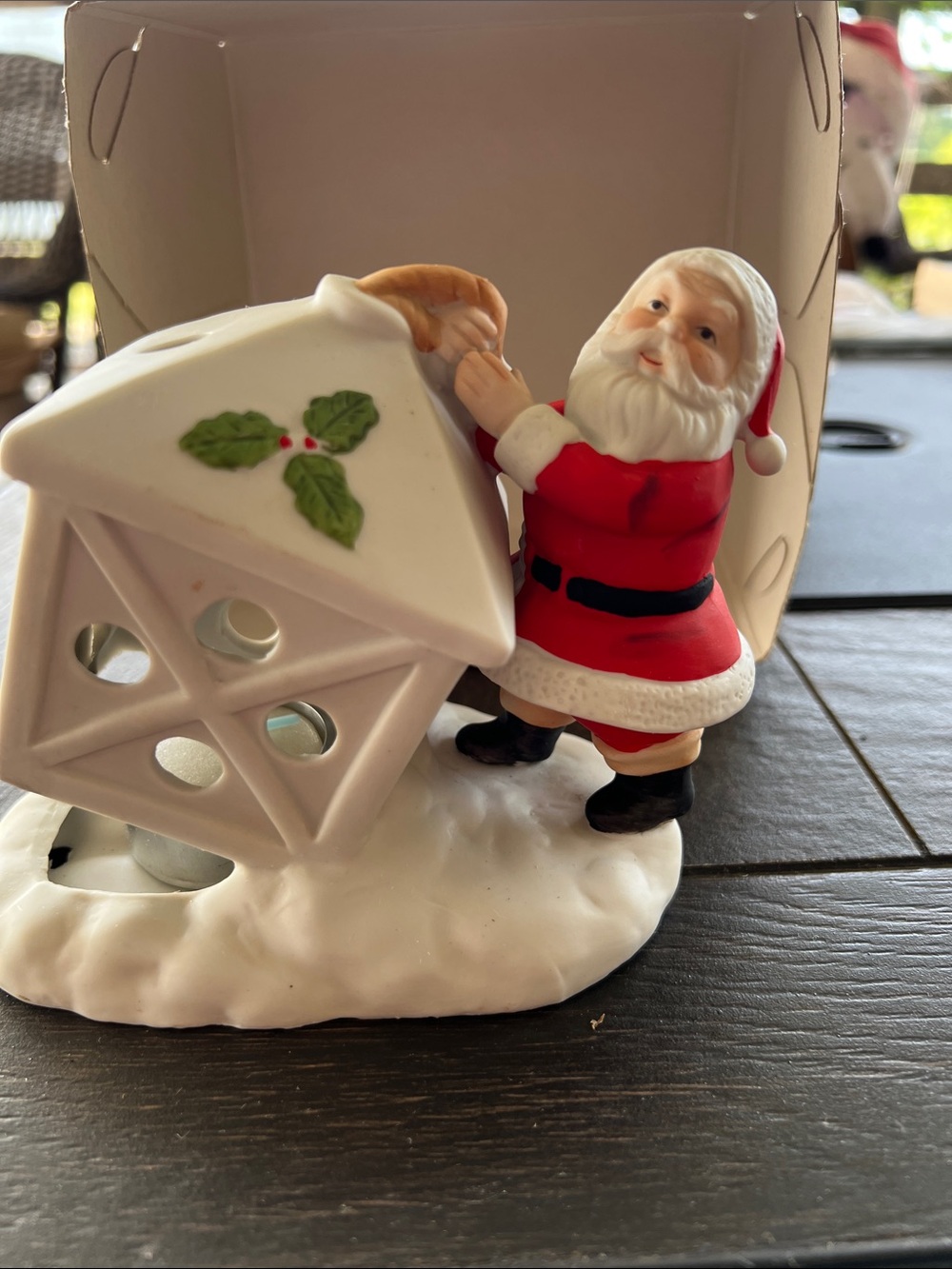 Festive Red Santa Ceramic Holiday Tealight Holder